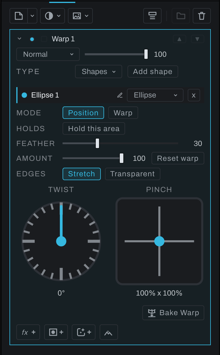 Warp layer controls