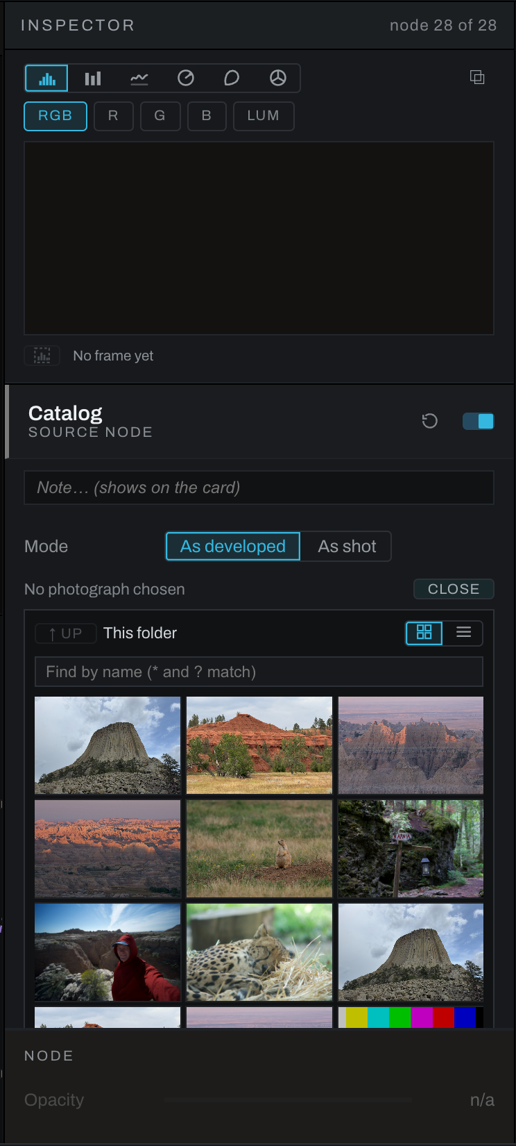 The Catalog node's browser
