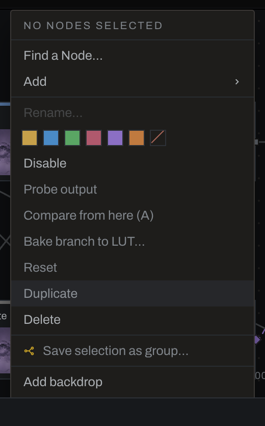 Graph context menu
