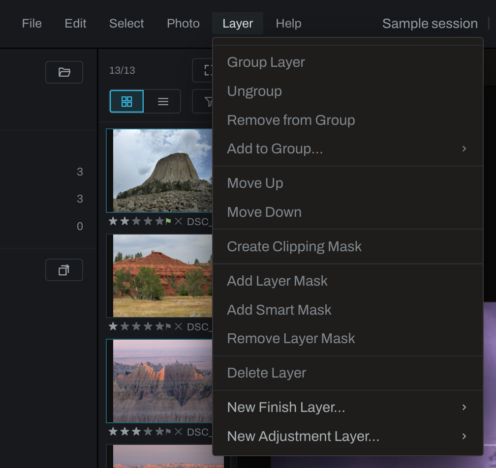 Menu bar