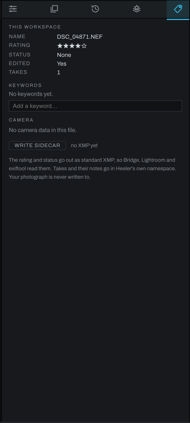Metadata tab
