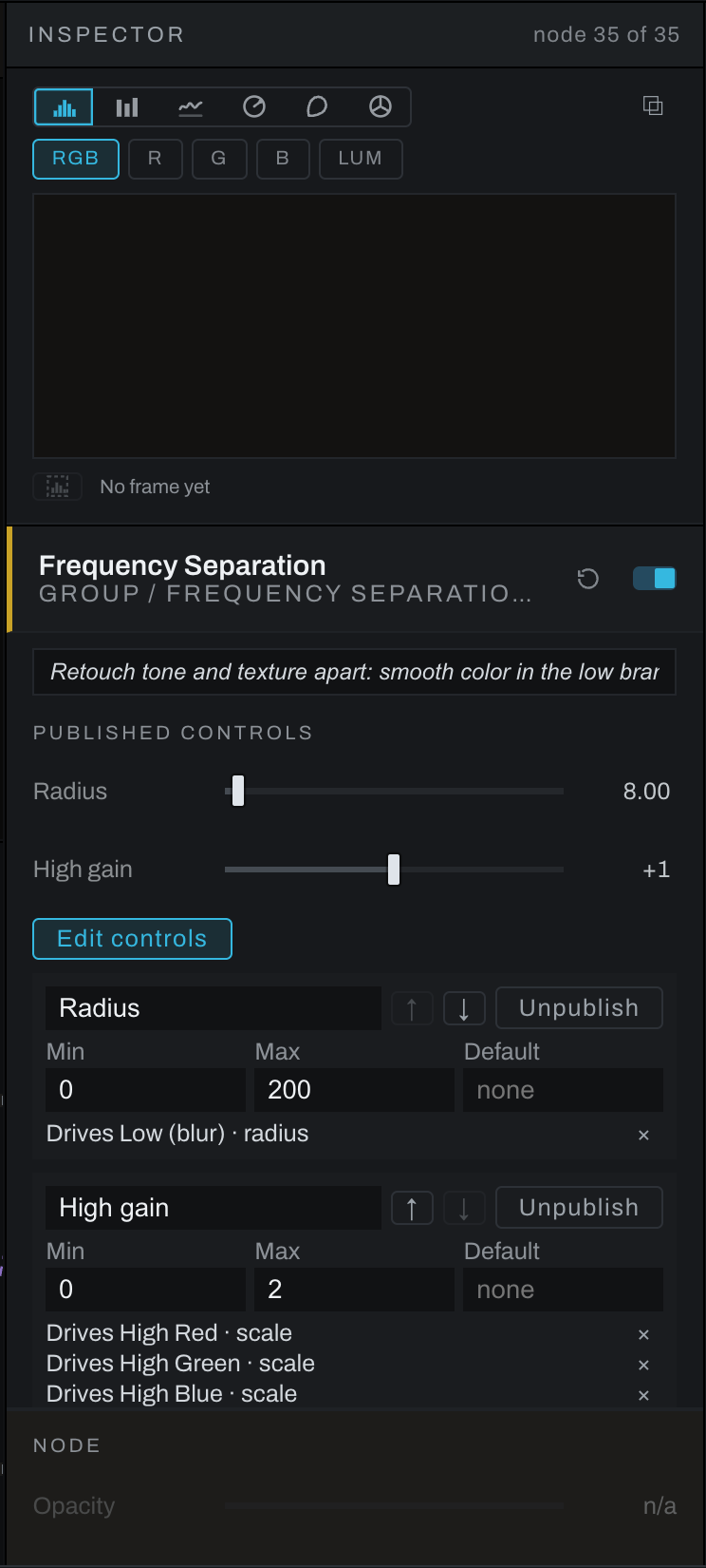 The group Controls editor