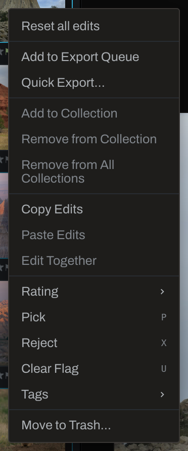 Context menu comparison